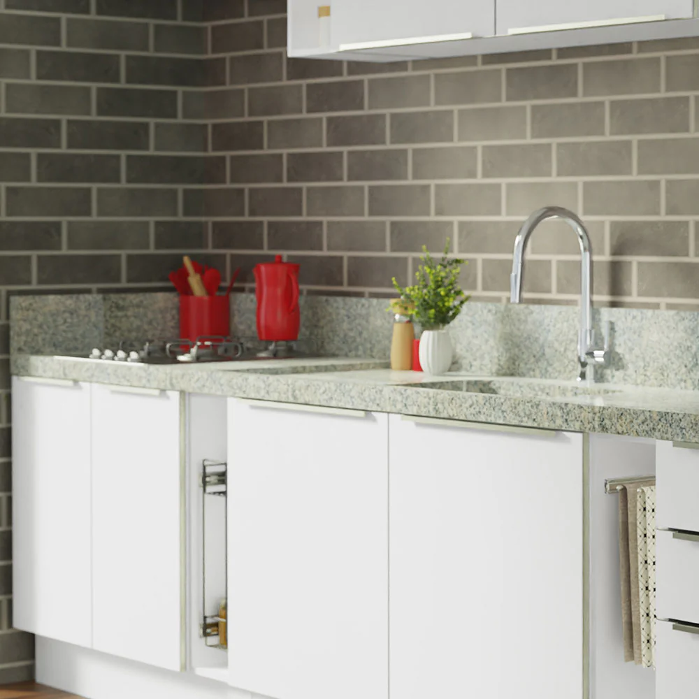 Armário de Cozinha Completa 300 x 60 cm Branco Veludo Lux da Sabrina Madesa - Image 13