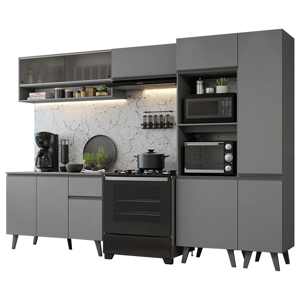 Armário de Cozinha Completa 300cm Cinza Nice Madesa 08 - Image 2
