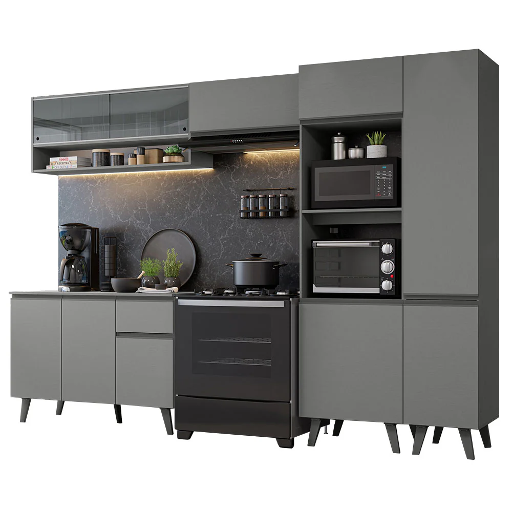 Armário de Cozinha Completa 300cm Cinza Nice Madesa 09 - Image 2