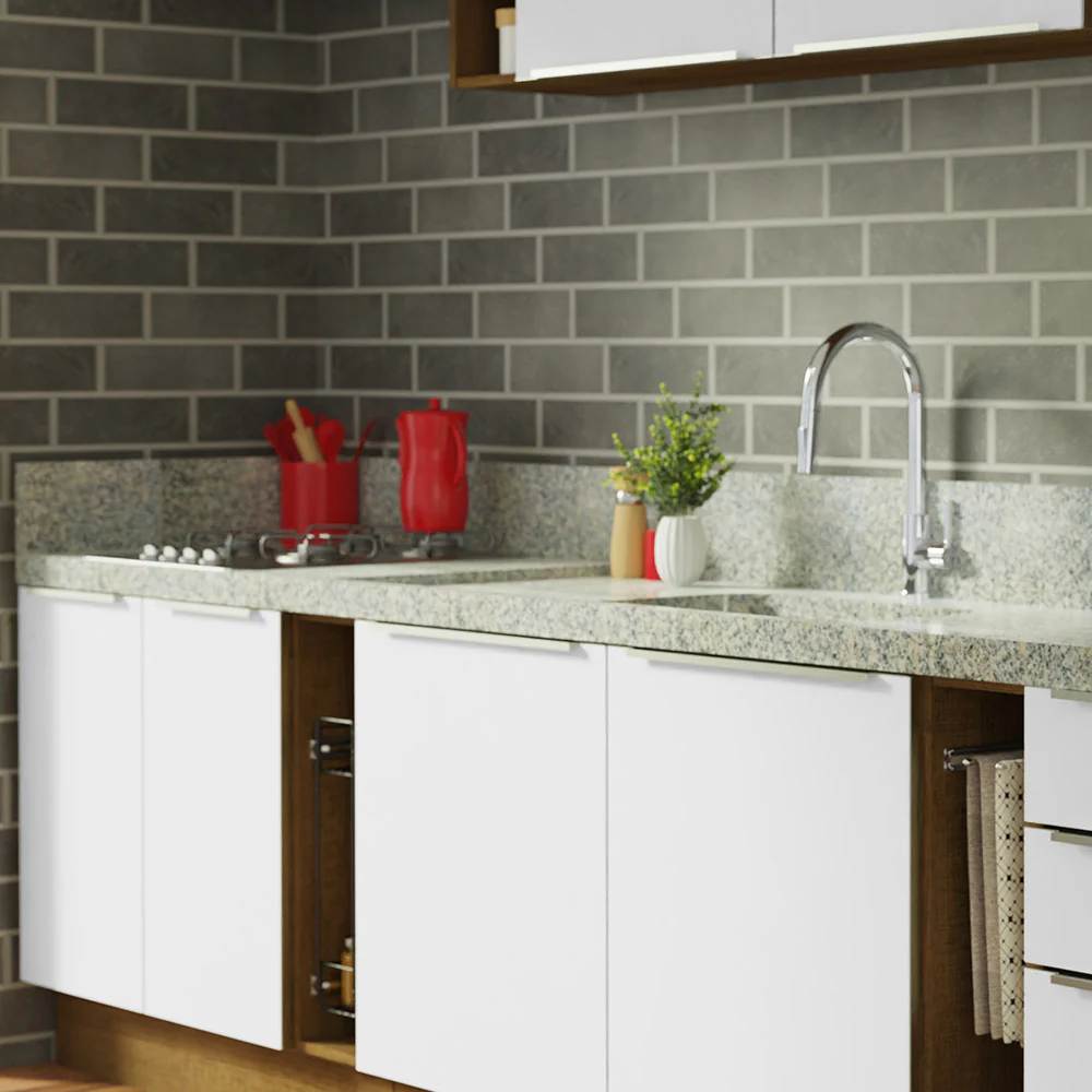 Armário de Cozinha Completa 300 x 60 cm Rustic/Branco Veludo Lux da Sabrina Madesa - Image 13