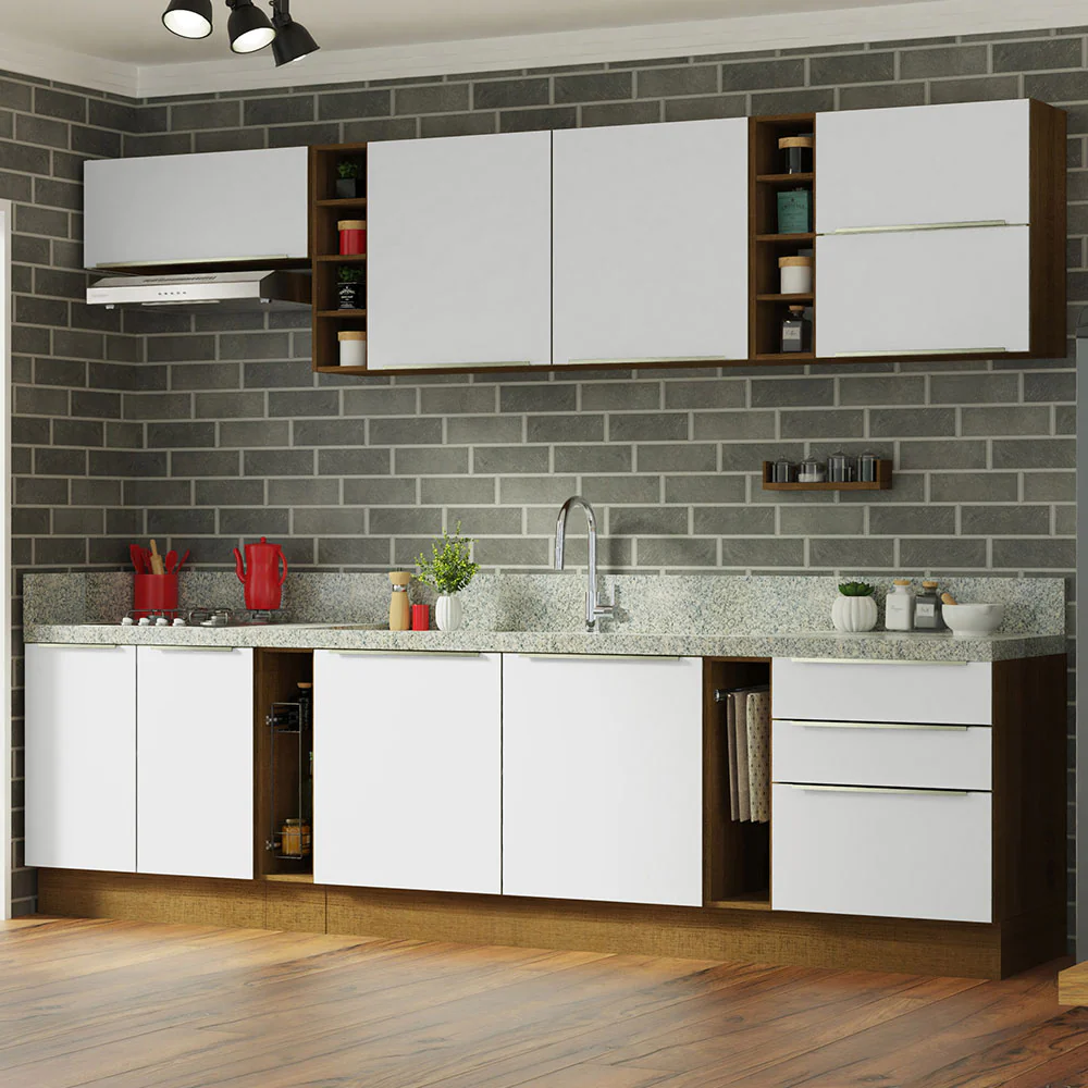 Armário de Cozinha Completa 300 x 60 cm Rustic/Branco Veludo Lux da Sabrina Madesa - Image 2