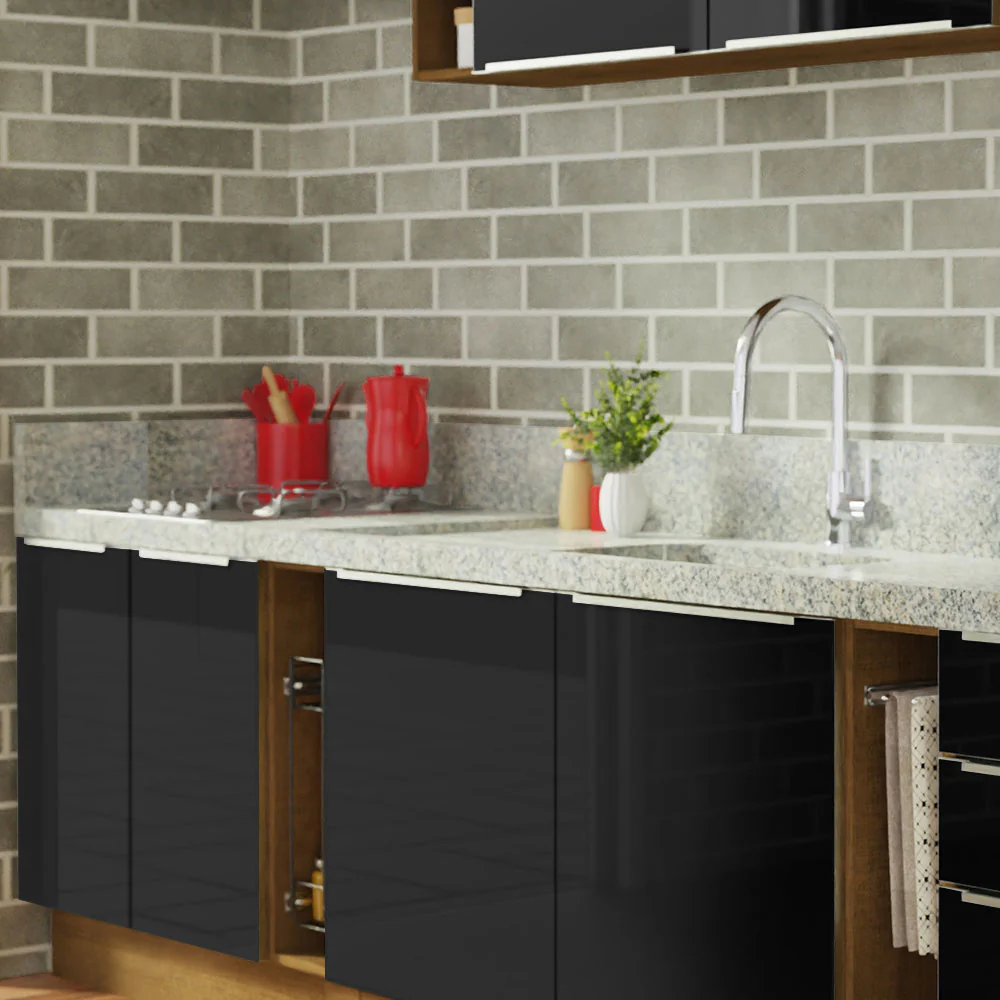 Armário de Cozinha Completa 300 x 60 cm Rustic/Preto Lux da Sabrina Madesa - Image 13