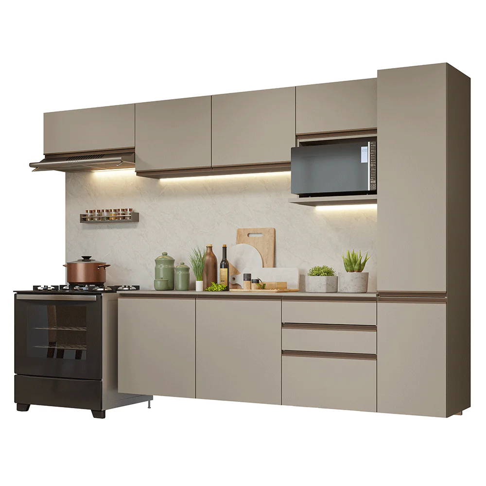 Armário de Cozinha Completa 300cm Suspensa Crema Nice Madesa 10 - Image 2