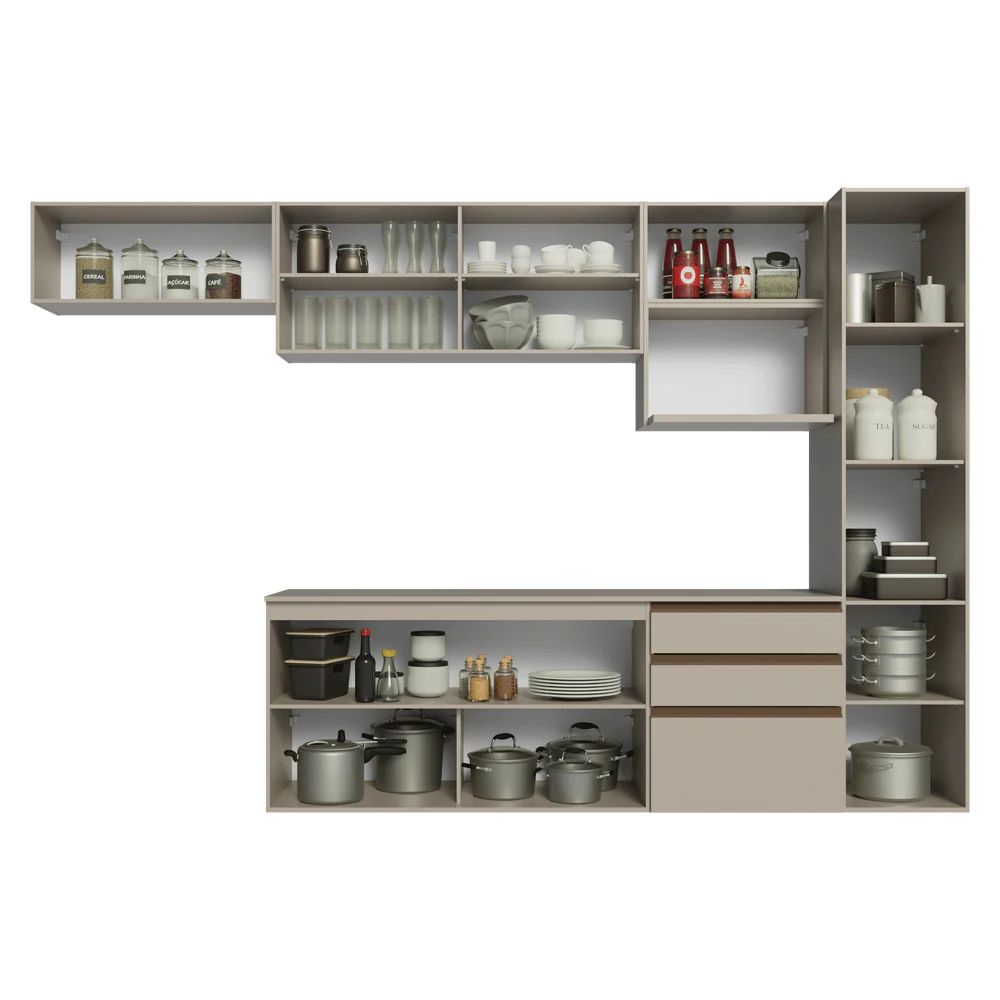 Armário de Cozinha Completa 300cm Suspensa Crema Nice Madesa 10 - Image 5