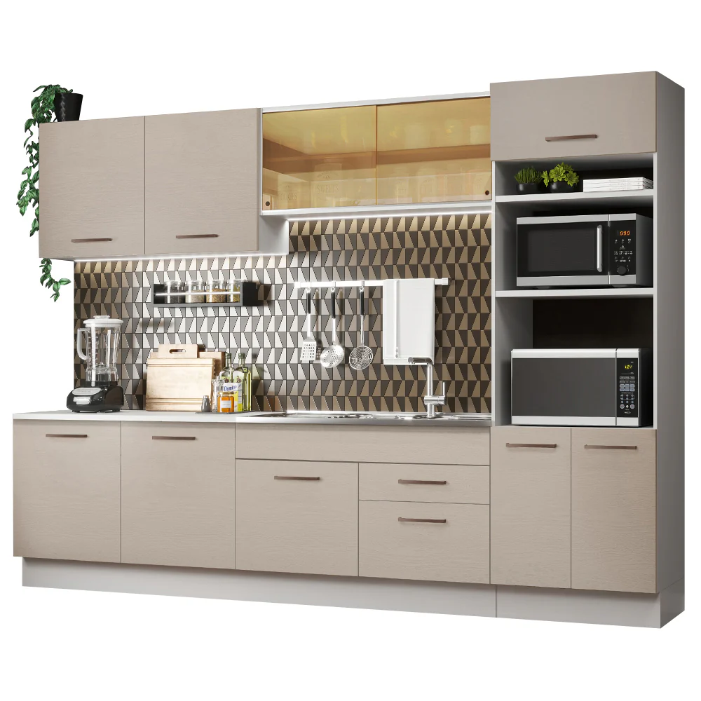 Armário de Cozinha Completa 310 cm Branco/Crema Agata Madesa 01 - Image 2