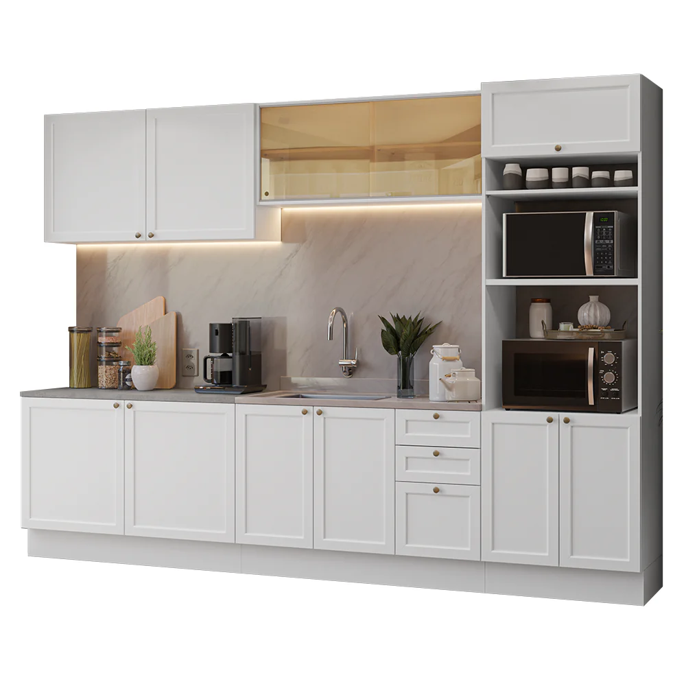 Armário de Cozinha Completa 310 cm Branco Vik Madesa 01 - Image 2