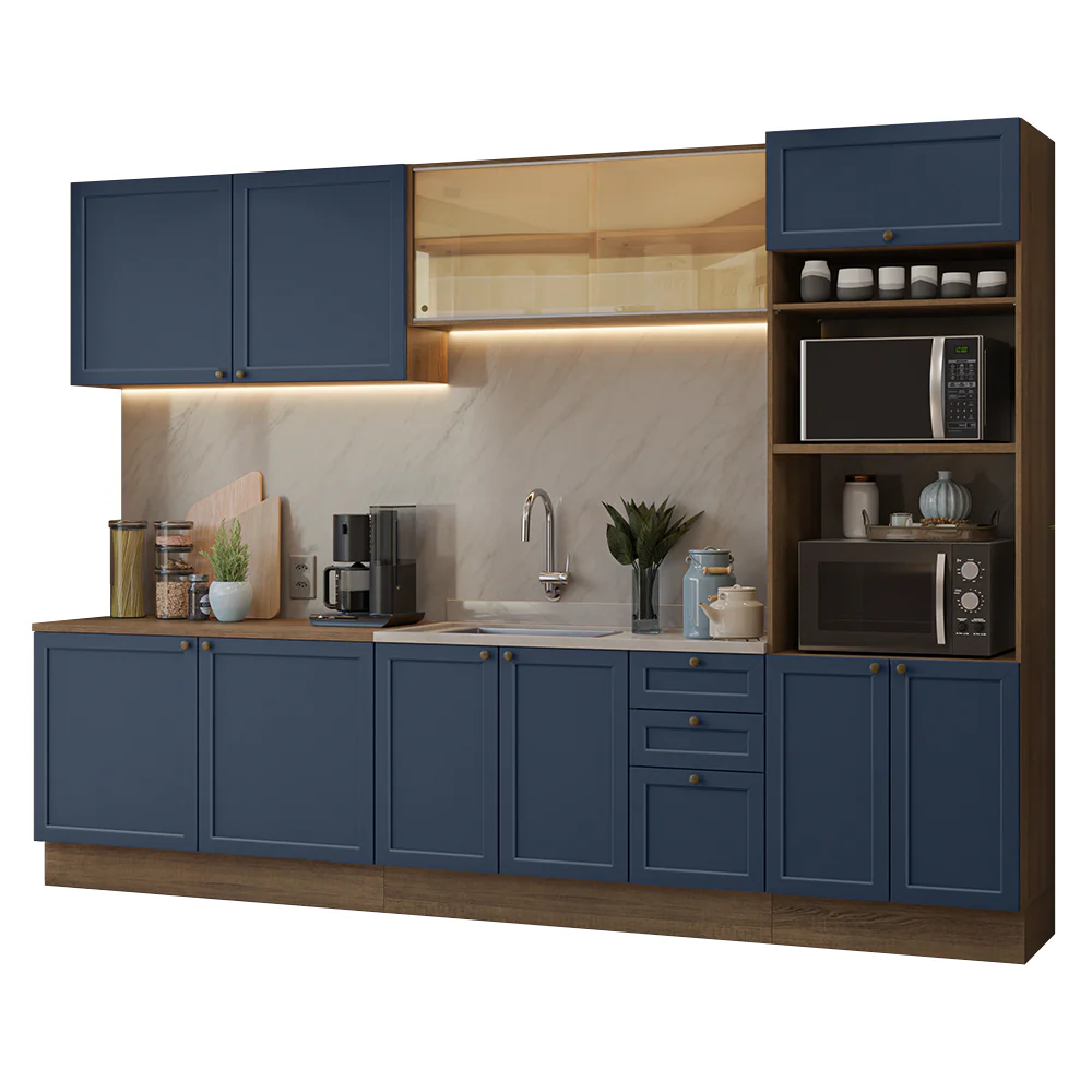 Armário de Cozinha Completa 310 cm Rustic/Azul Vik Madesa 01 - Image 2