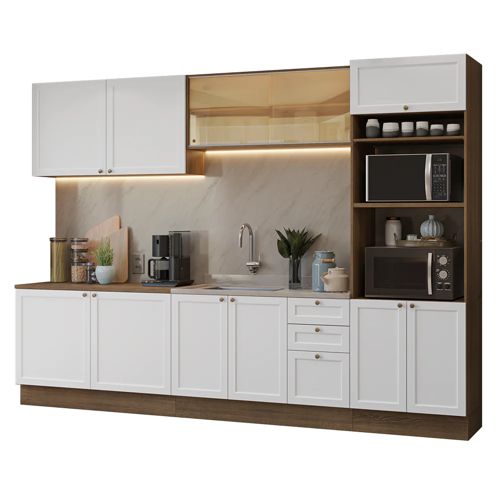 Armário de Cozinha Completa 310 cm Rustic/Branco Vik Madesa 01 - Image 2