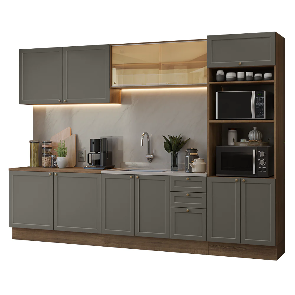 Armário de Cozinha Completa 310 cm Rustic/Cinza Vik Madesa 01 - Image 2