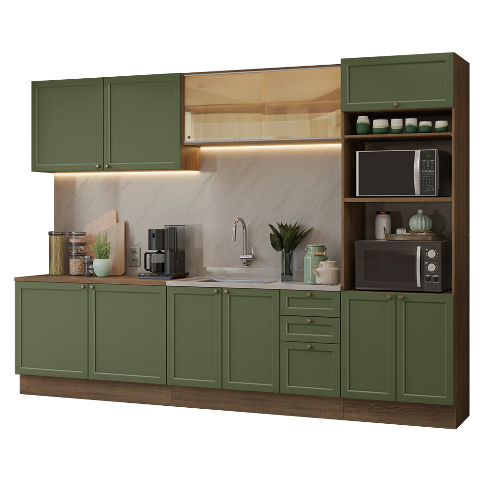 Armário de Cozinha Completa 310 cm Rustic/Verde Vik Madesa 01 - Image 2