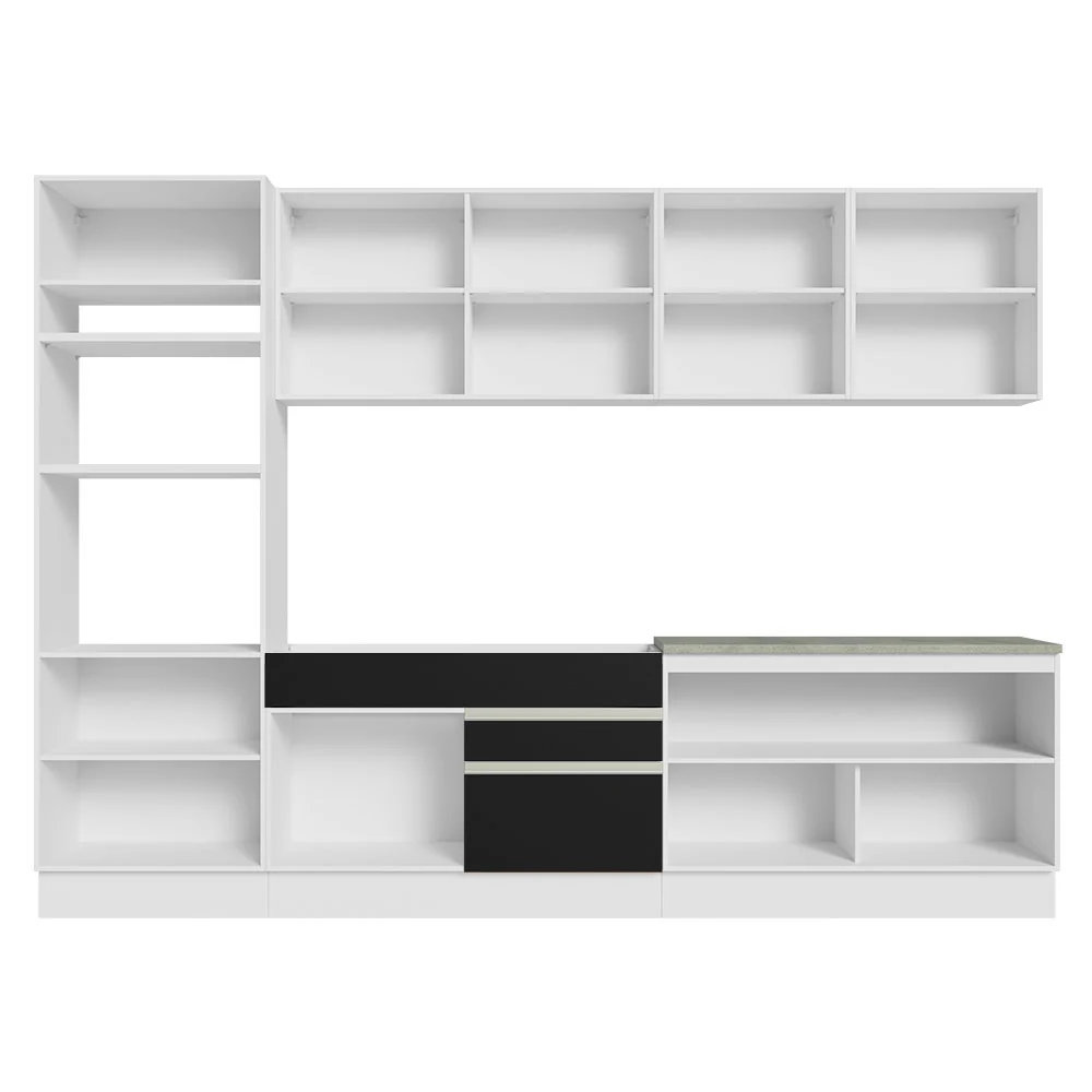 Armário de Cozinha Completa 310cm Branco/Preto Glamy Madesa 02 - Image 12