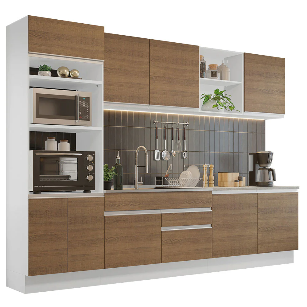Armário de Cozinha Completa 310cm Branco/Rustic Glamy Madesa 02 - Image 2