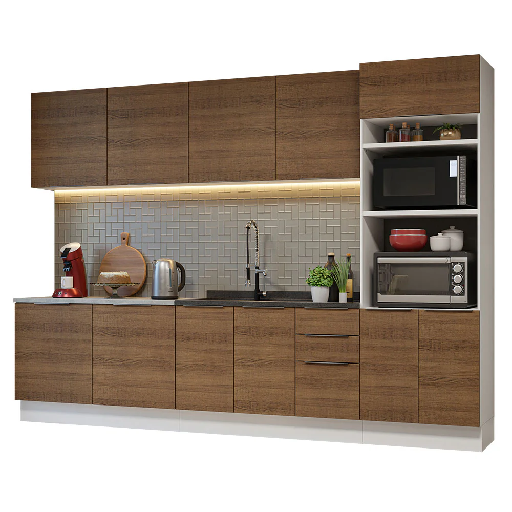 Armário de Cozinha Completa 310cm Branco/Rustic Stella Madesa 01 - Image 2