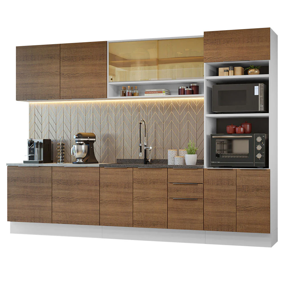 Armário de Cozinha Completa 310cm Branco/Rustic Stella Madesa 02 - Image 2