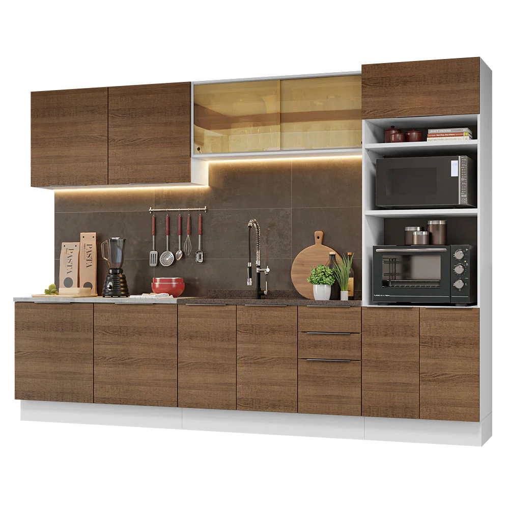 Armário de Cozinha Completa 310cm Branco/Rustic Stella Madesa 03 - Image 2