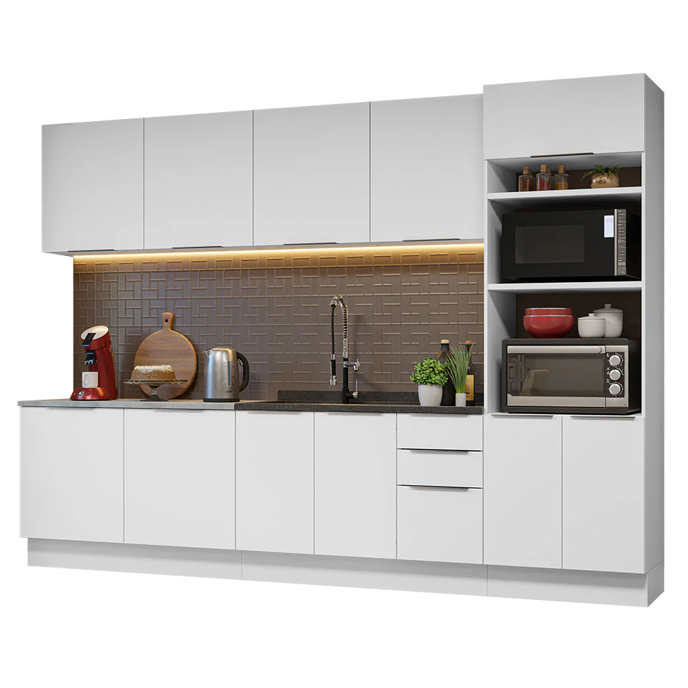 Armário de Cozinha Completa 310cm Branco Stella Madesa 01 - Image 2
