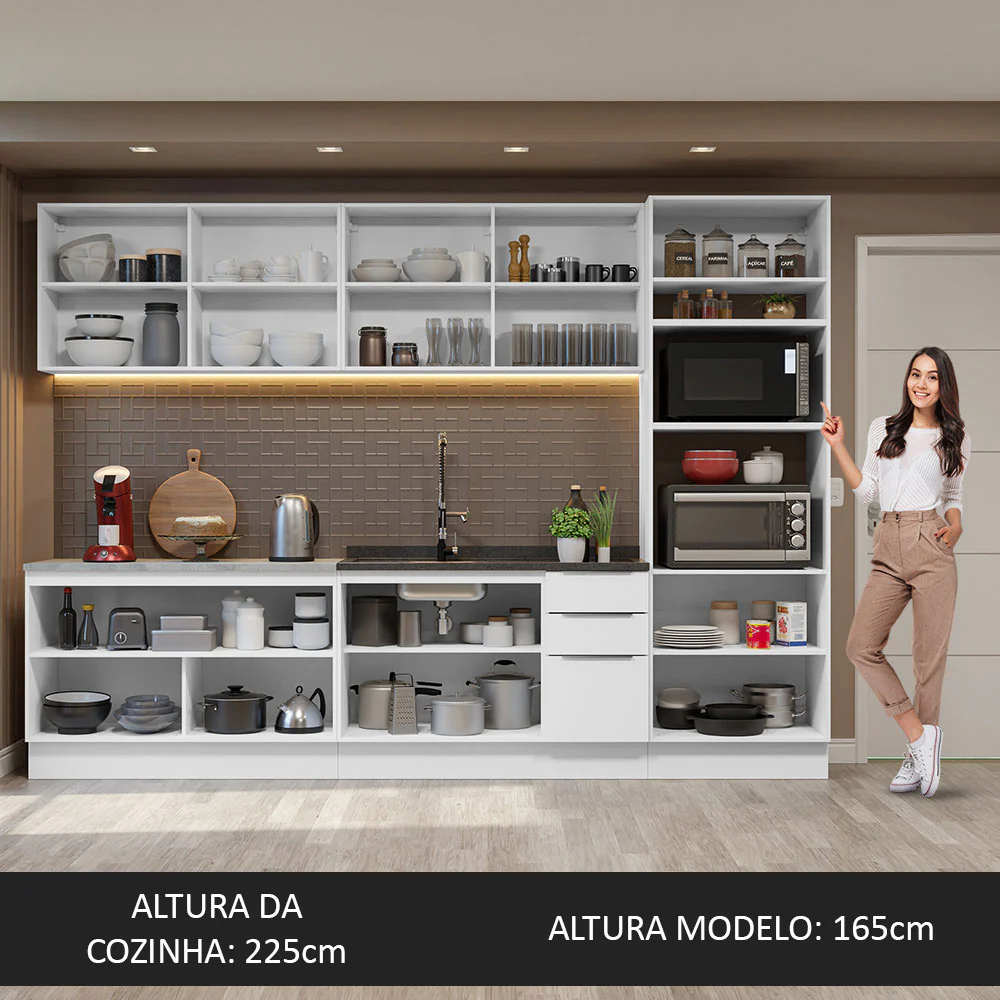 Armário de Cozinha Completa 310cm Branco Stella Madesa 01 - Image 5