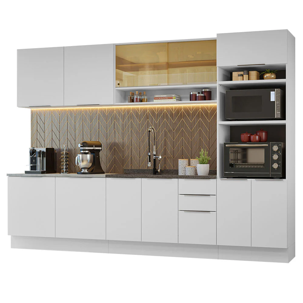 Armário de Cozinha Completa 310cm Branco Stella Madesa 02 - Image 2