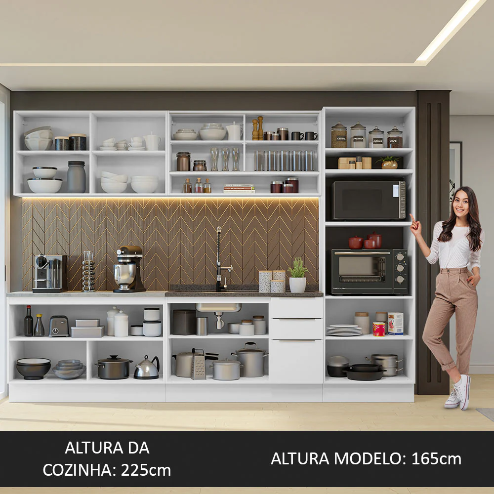 Armário de Cozinha Completa 310cm Branco Stella Madesa 02 - Image 5