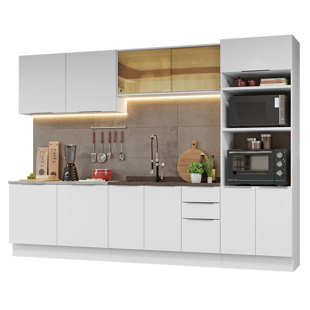 Armário de Cozinha Completa 310cm Branco Stella Madesa 03 - Image 2