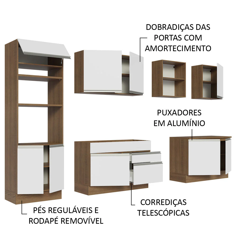 Armário de Cozinha Completa 310cm Rustic/Branco Glamy Madesa 02 - Image 4
