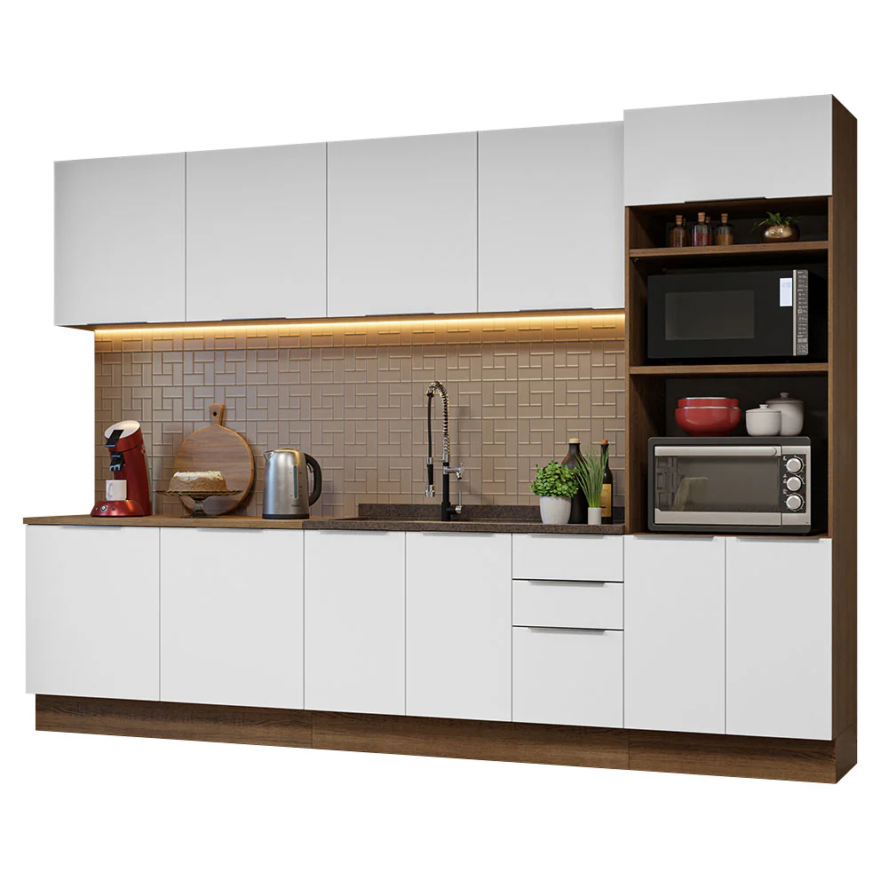 Armário de Cozinha Completa 310cm Rustic/Branco Stella Madesa 01 - Image 2