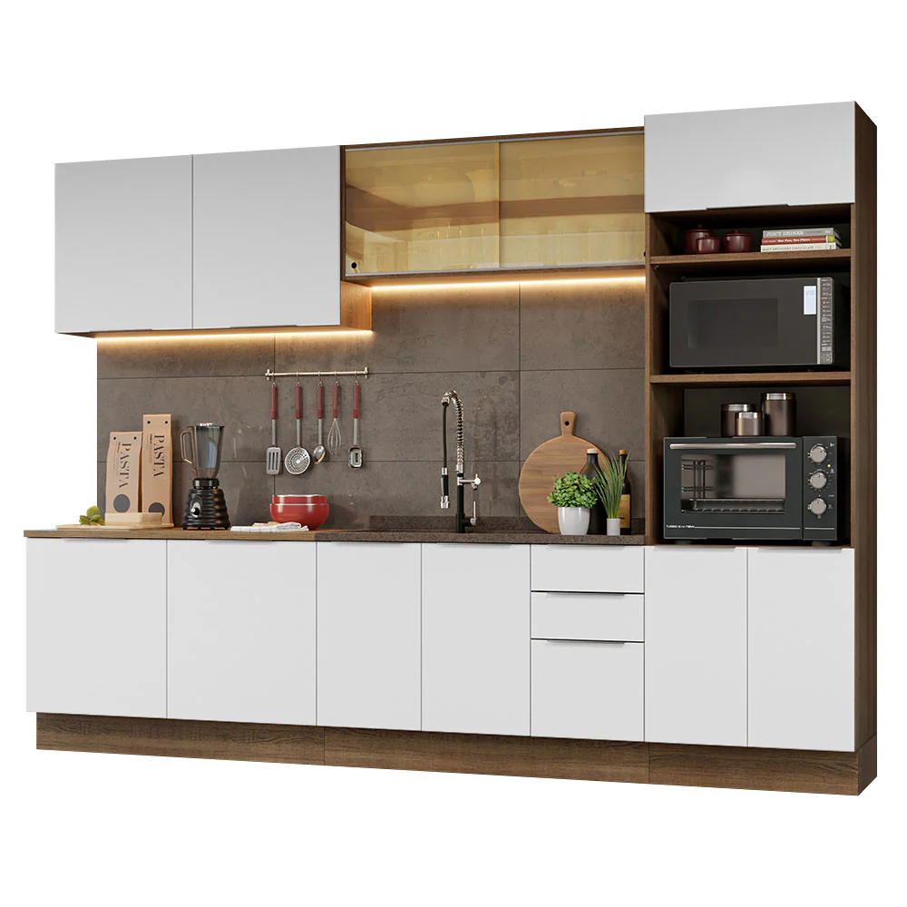 Armário de Cozinha Completa 310cm Rustic/Branco Stella Madesa 03 - Image 2