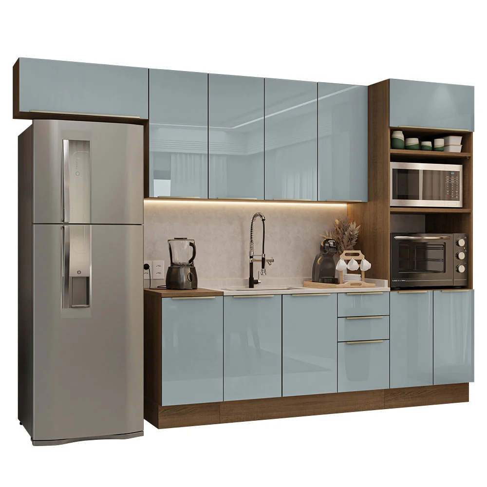 Armário de Cozinha Completa 310 x 60 cm Rustic/Cinza Lux Madesa 01 - Image 2