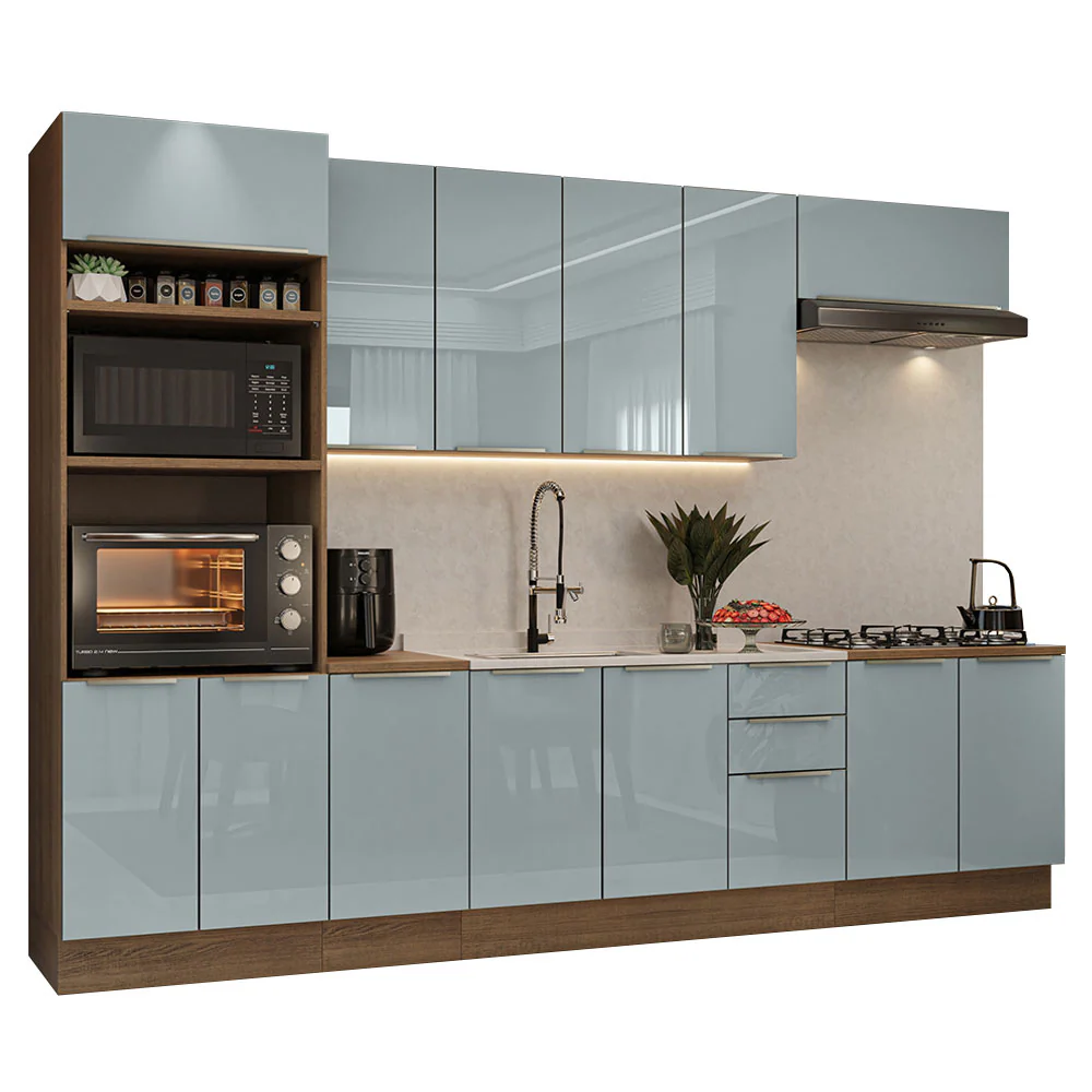 Armário de Cozinha Completa 310 x 60 cm Rustic/Cinza Lux Madesa 02 - Image 2