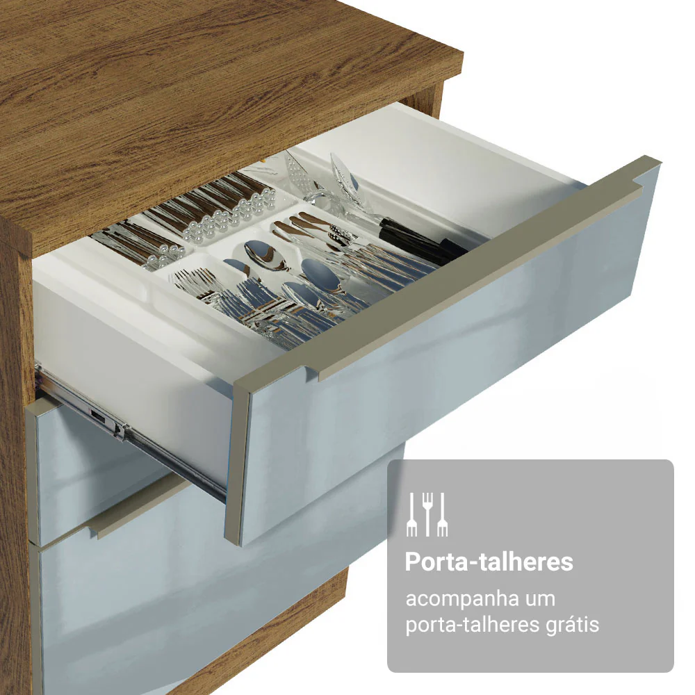 Armário de Cozinha Completa 310 x 60 cm Rustic/Cinza Lux Madesa 02 - Image 9