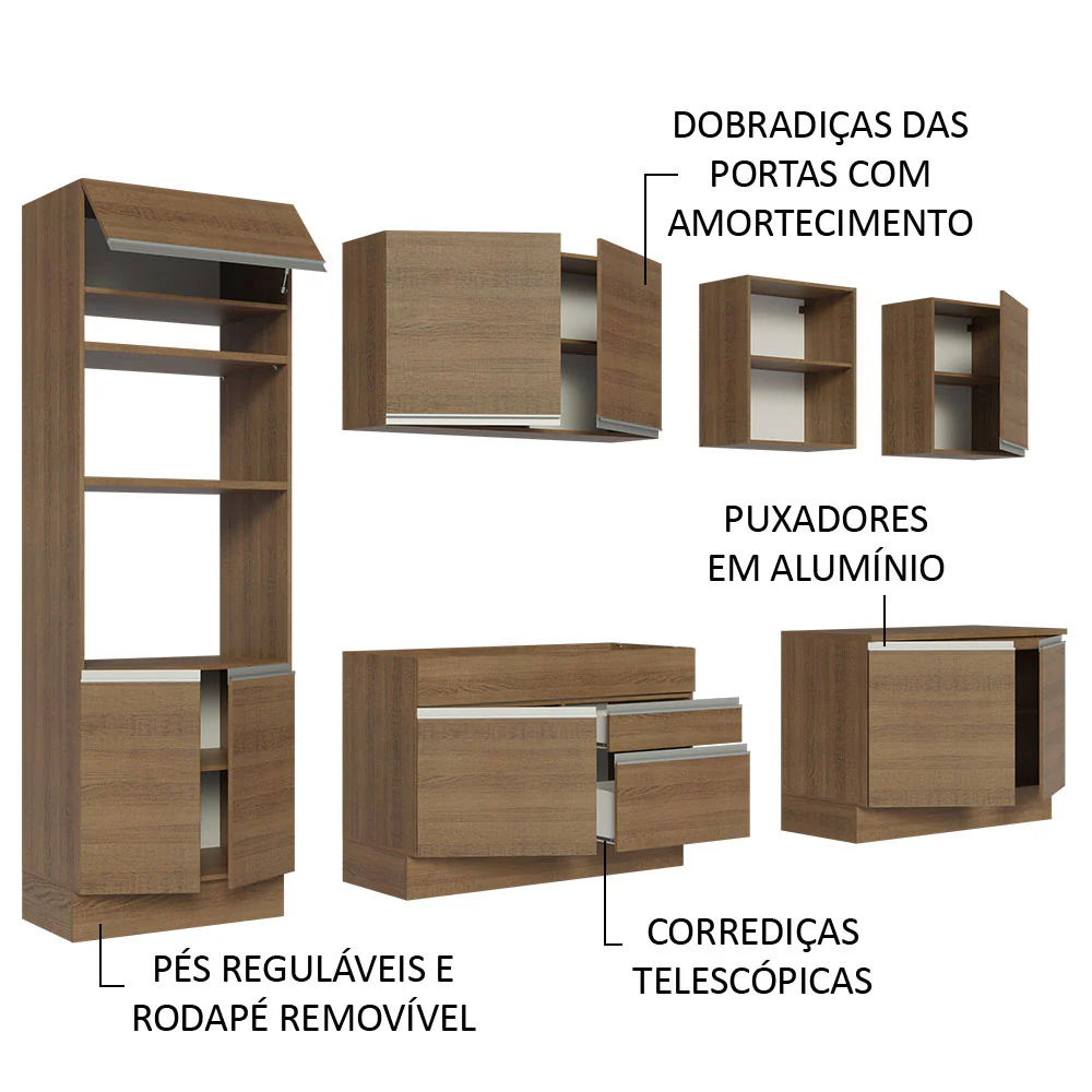 Armário de Cozinha Completa 310cm Rustic Glamy Madesa 02 - Image 4