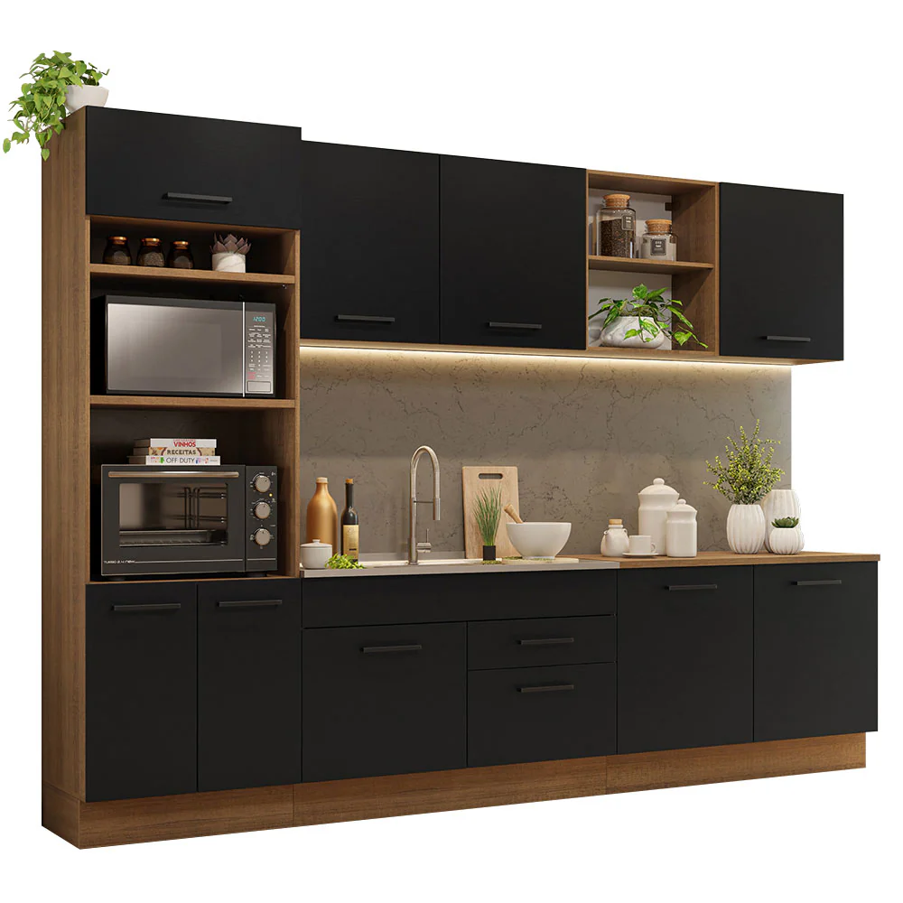 Armário de Cozinha Completa 310cm Rustic/Preto Agata Madesa 02 - Image 2