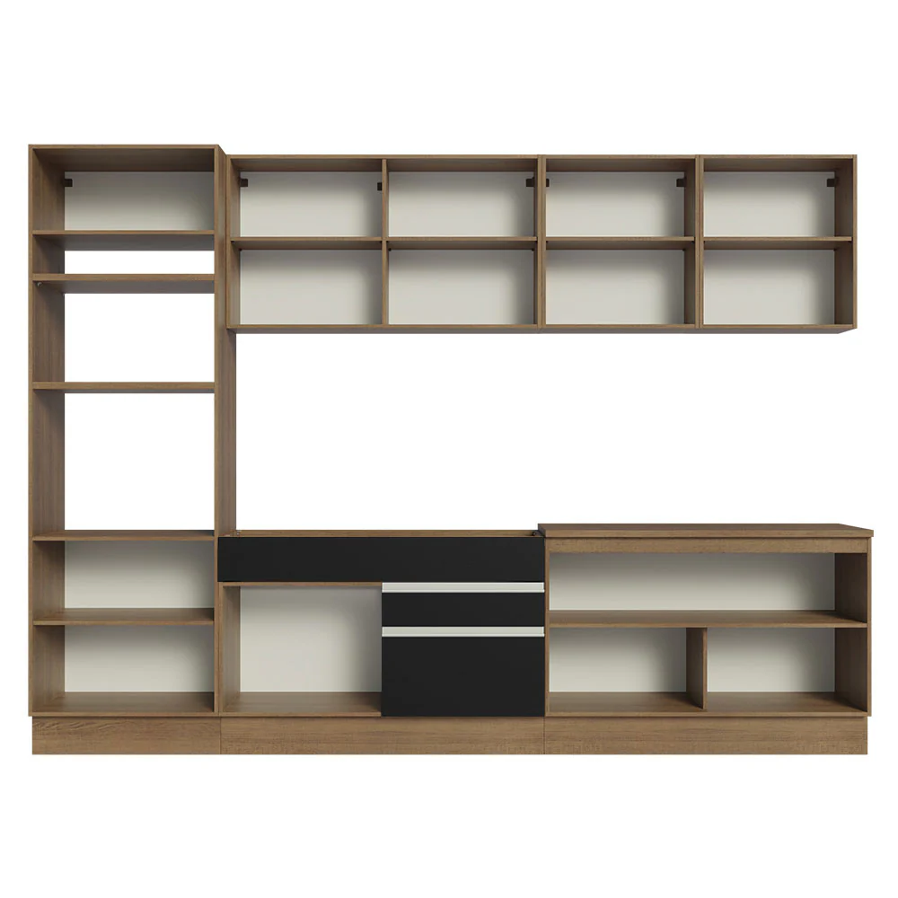 Armário de Cozinha Completa 310cm Rustic/Preto Glamy Madesa 02 - Image 12