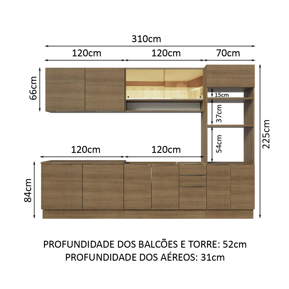 Armário de Cozinha Completa 310cm Rustic Stella Madesa 02 - Image 3