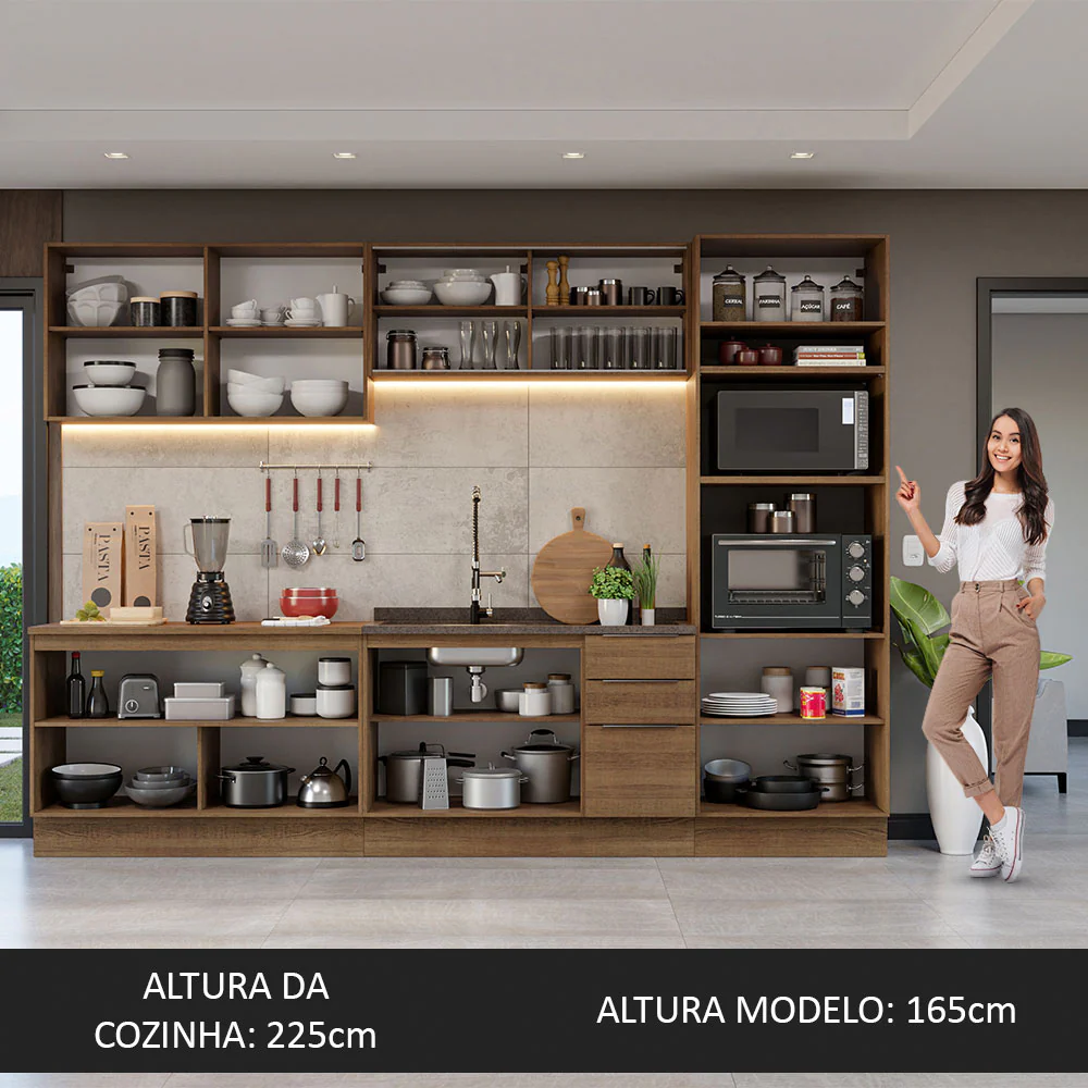 Armário de Cozinha Completa 310cm Rustic Stella Madesa 03 - Image 5