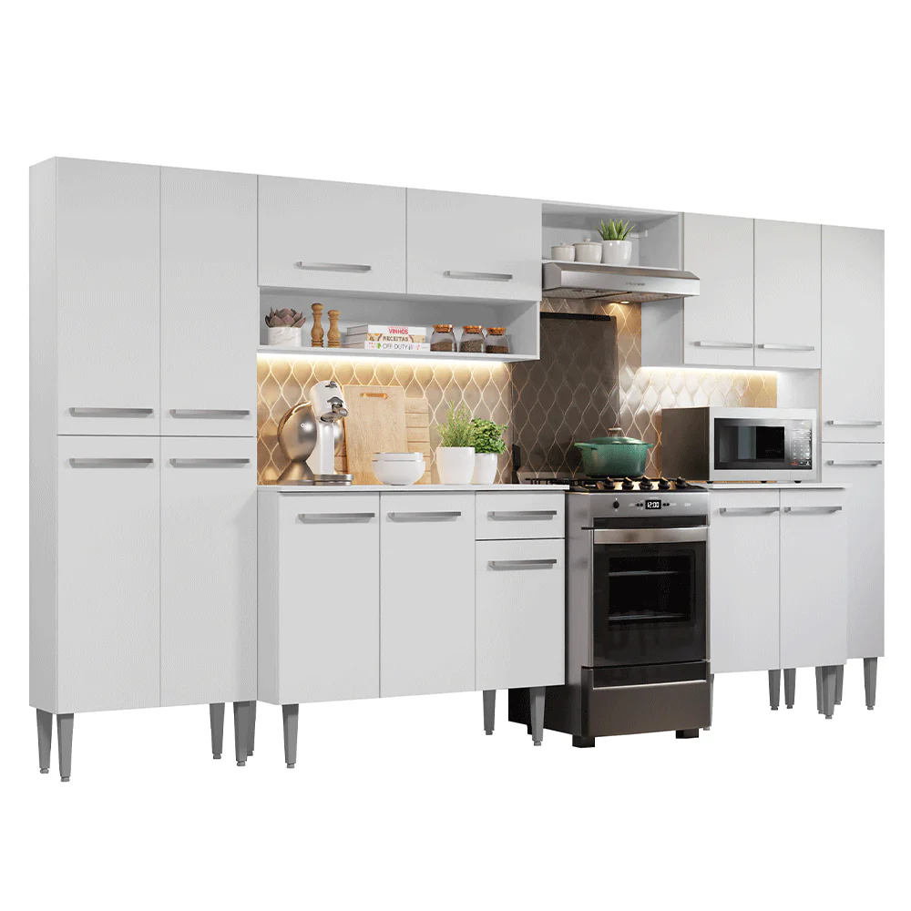 Armário de Cozinha Completa 325cm Branco Emilly Madesa 01 - Image 2