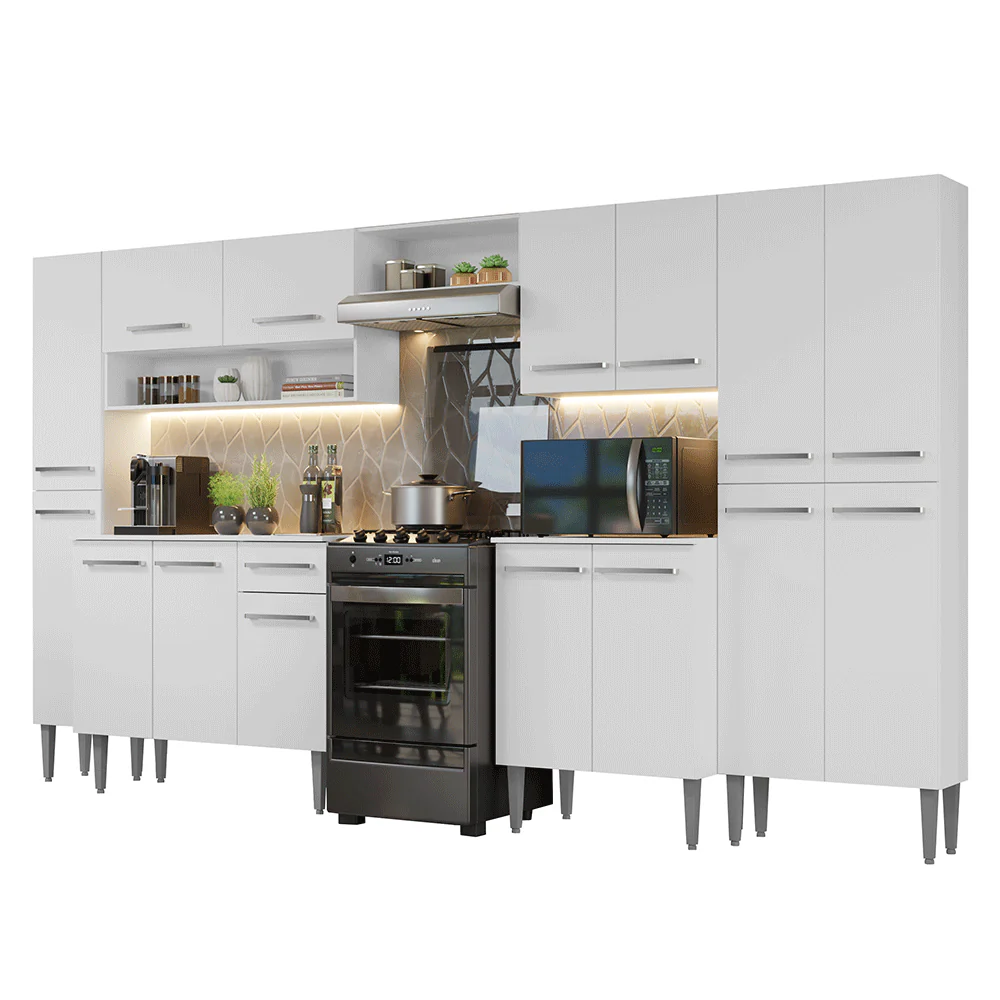 Armário de Cozinha Completa 325cm Branco Emilly Madesa 02 - Image 2