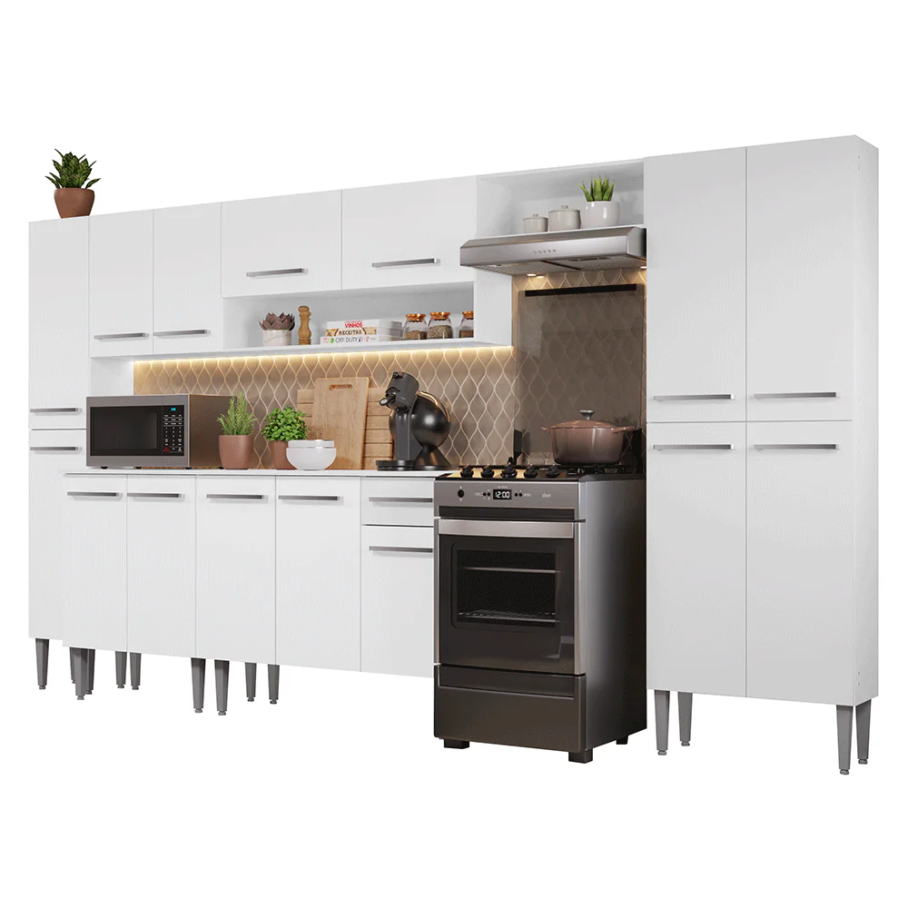 Armário de Cozinha Completa 325cm Branco Emilly Madesa 06 - Image 2
