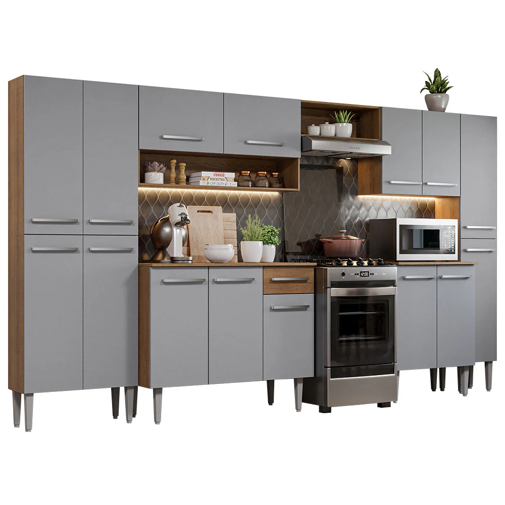Armário de Cozinha Completa 325cm Cinza/Rustic Emilly Joy Madesa 01 - Image 2