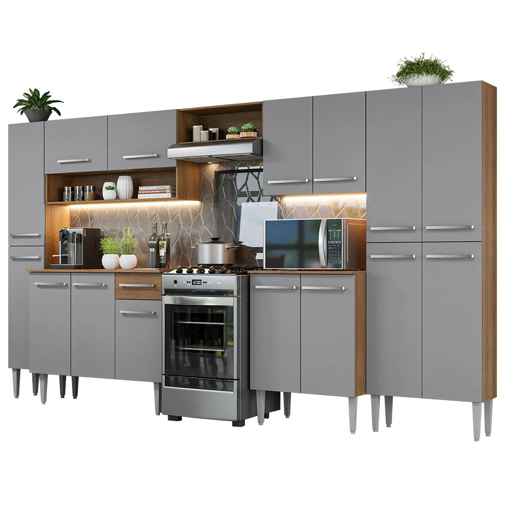 Armário de Cozinha Completa 325cm Cinza/Rustic Emilly Madesa 02 - Image 2