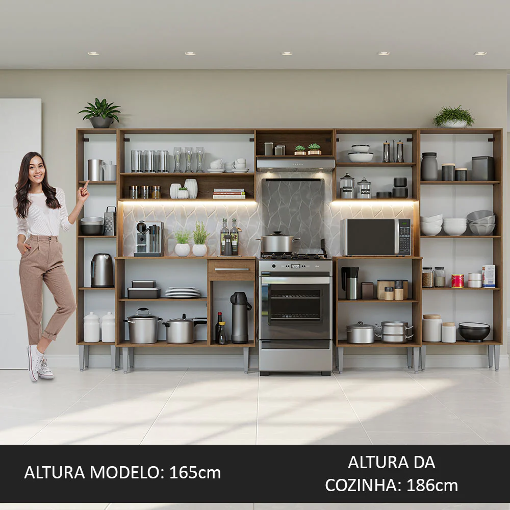 Armário de Cozinha Completa 325cm Rustic/Branco Emilly Madesa 02 - Image 5