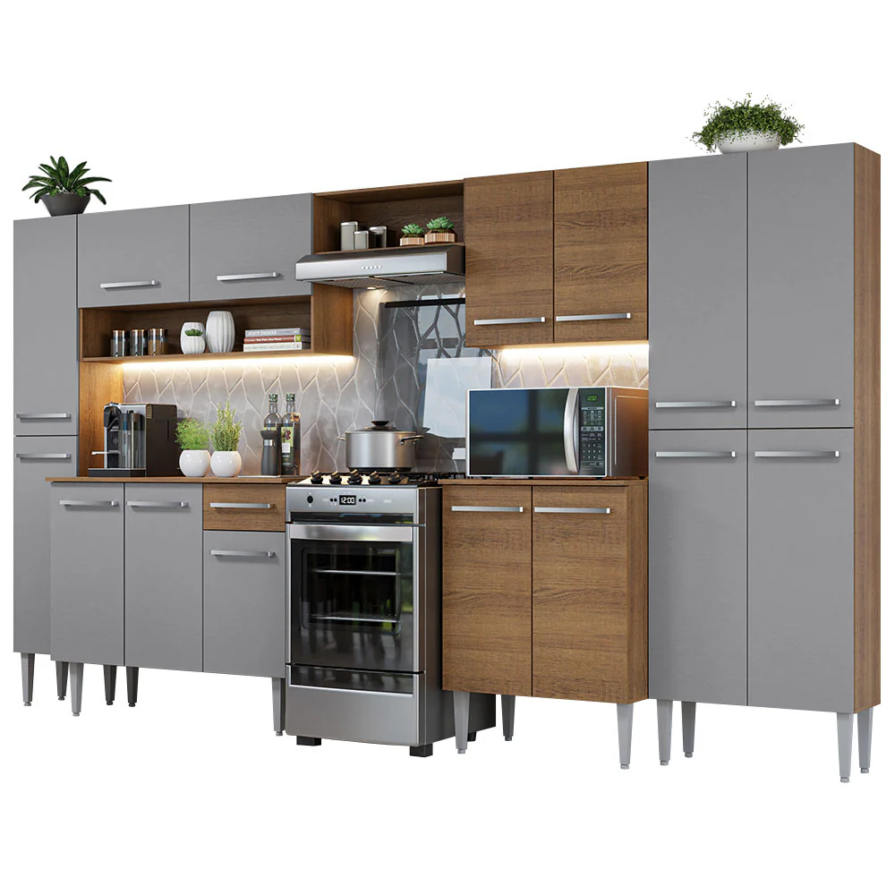 Armário de Cozinha Completa 325cm Rustic/Cinza Emilly Madesa 02 - Image 2