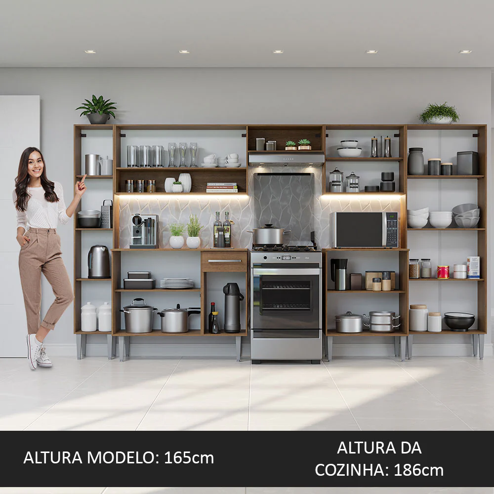 Armário de Cozinha Completa 325cm Rustic/Cinza Emilly Madesa 02 - Image 5