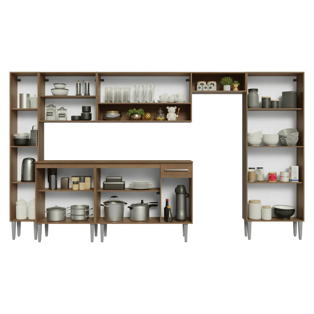 Armário de Cozinha Completa 325cm Rustic/Cinza Emilly Madesa 07 - Image 5