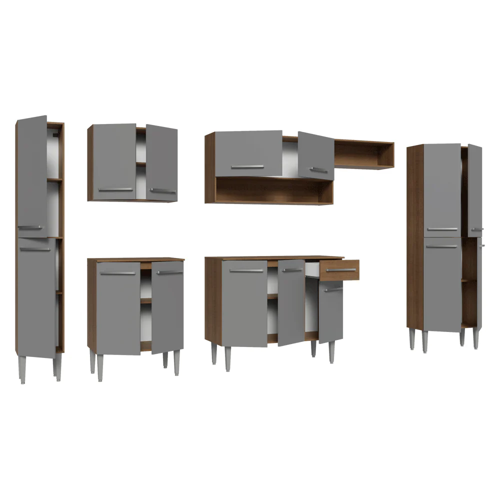 Armário de Cozinha Completa 325cm Rustic/Cinza Emilly Madesa 07 - Image 8