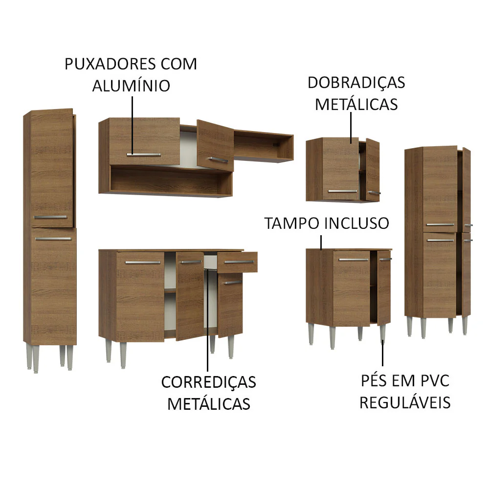 Armário de Cozinha Completa 325cm Rustic Emilly  Madesa 02 - Image 4