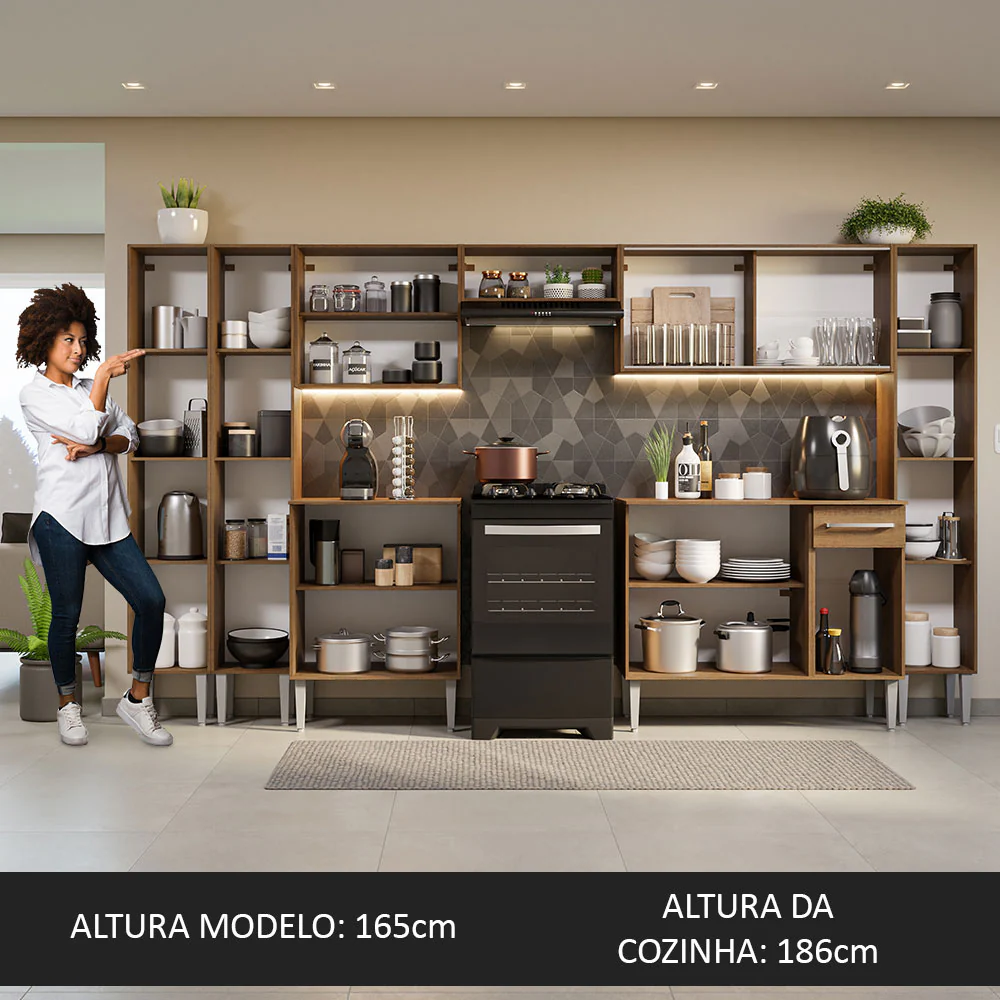Armário de Cozinha Completa 325cm Rustic Emilly Madesa 03 - Image 5