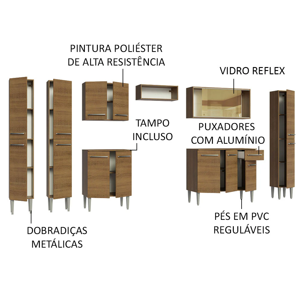 Armário de Cozinha Completa 325cm Rustic Emilly Madesa 04 - Image 4