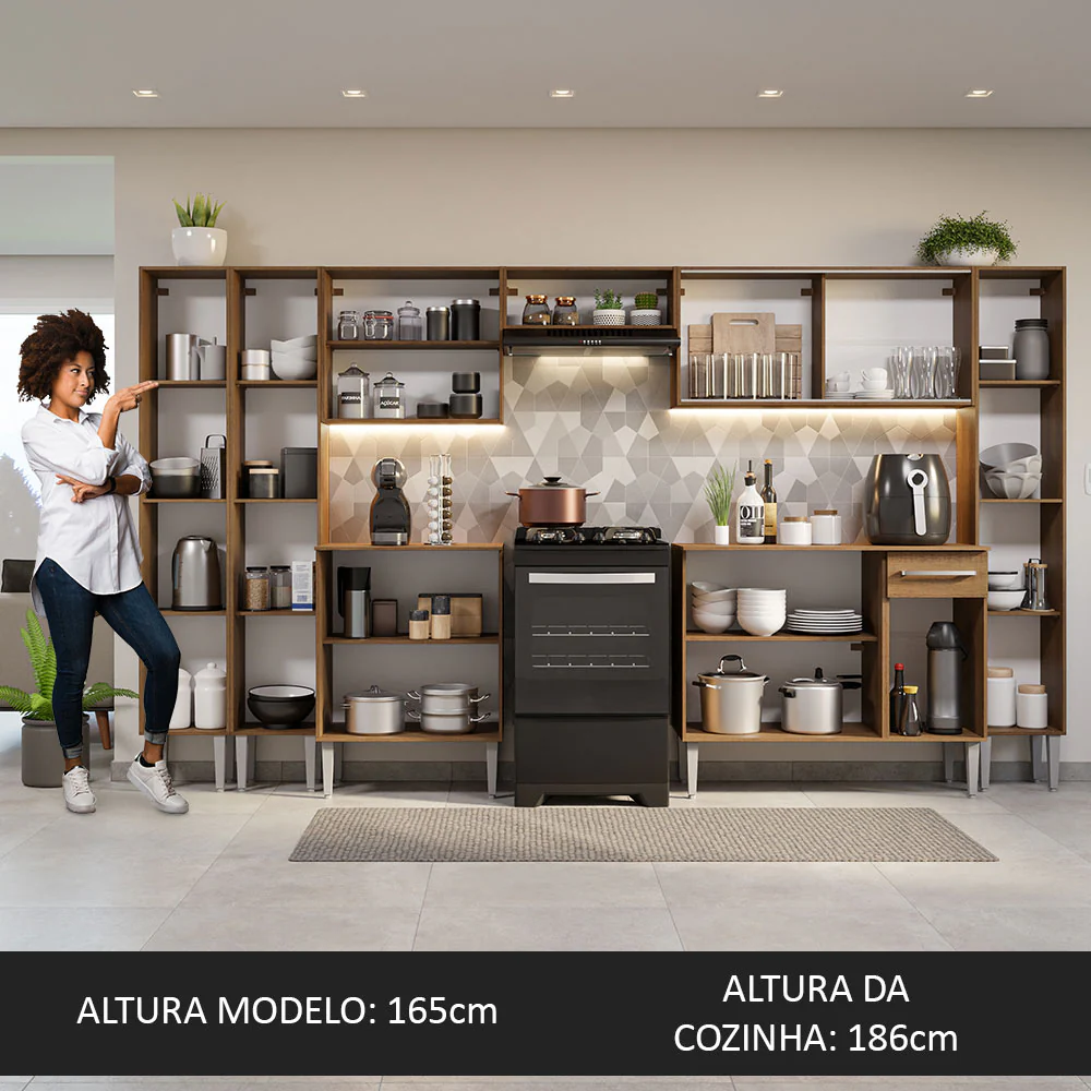 Armário de Cozinha Completa 325cm Rustic Emilly Madesa 04 - Image 5