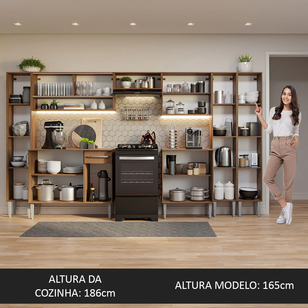 Armário de Cozinha Completa 325cm Rustic Emilly Madesa 05 - Image 5